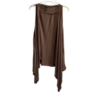 Super Nova Women’s Brown Open Flowy Waterfall Vest Plus Size 1X